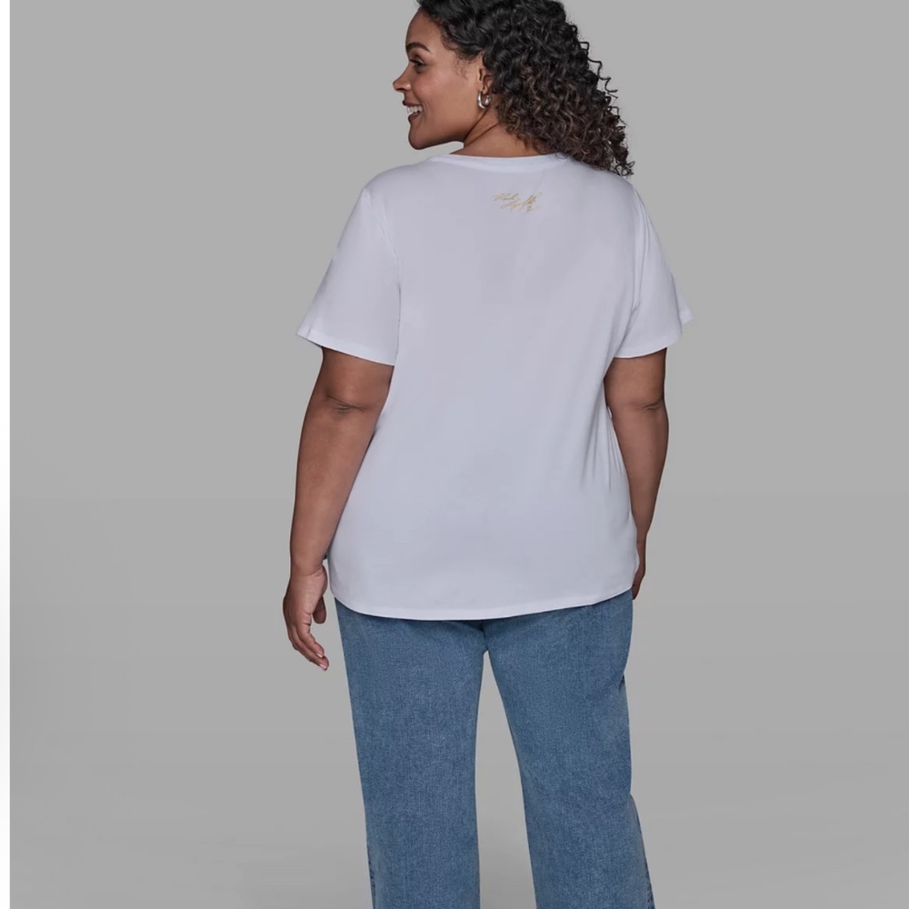 KARL LAGERFELD PARIS Plus Size Paris Logo Short Sleeve T-Shirt, size 2X - Picture 3 of 12